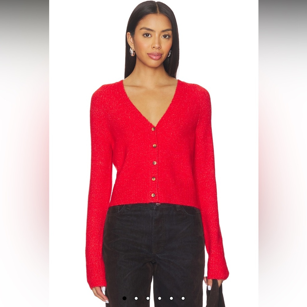NWOT Free people school girl cardi in cherry pop